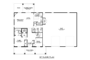 Floor Plan - Main Floor for Barndominium House Plan #1064-109 - 3 bed, 2.5 bath
