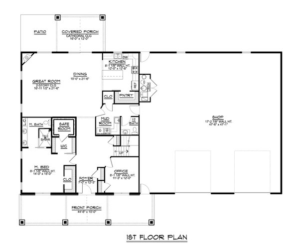 Architectural House Design - Barndominium Floor Plan - Main Floor Plan #1064-109