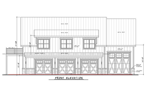 Exterior - Front Elevation 5 for Barndominium House Plan #20-2574 - 1 bed, 2 bath