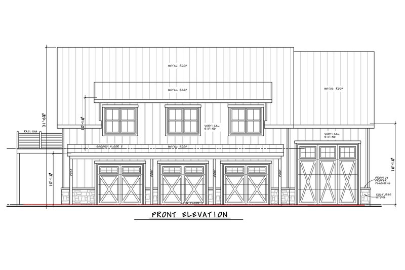 Architectural House Design - Exterior - Front Elevation 5 for Barndominium House Plan #20-2574 - 1 bed, 2 bath