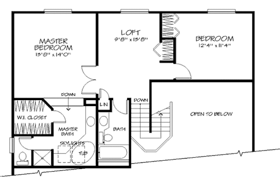 Floor Plan - Upper Floor for Modern House Plan #320-430 - 2 bed, 2.5 bath