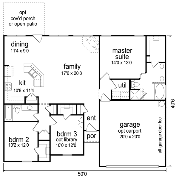 House Design - Ranch Floor Plan - Main Floor Plan #84-516