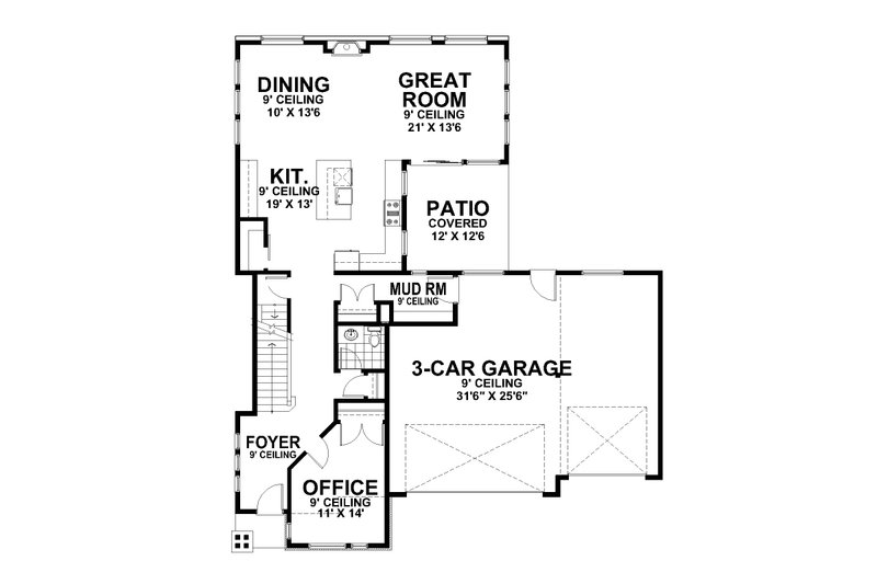 House Design - Floor Plan - Main Floor for Prairie House Plan #112-218 - 5 bed, 3.5 bath