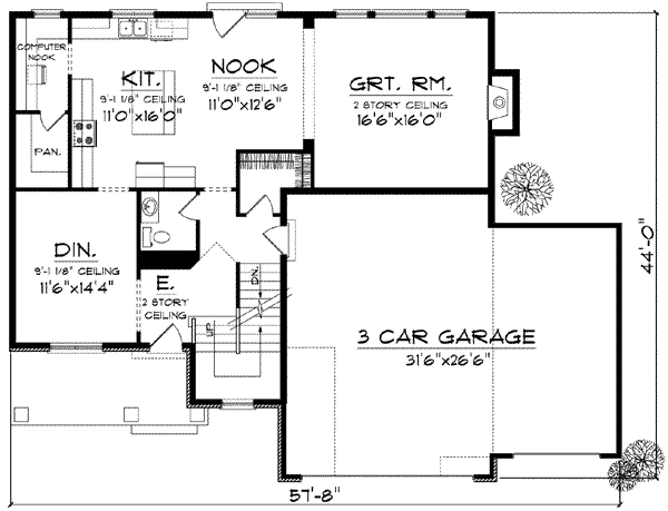 Home Plan - Traditional Floor Plan - Main Floor Plan #70-843