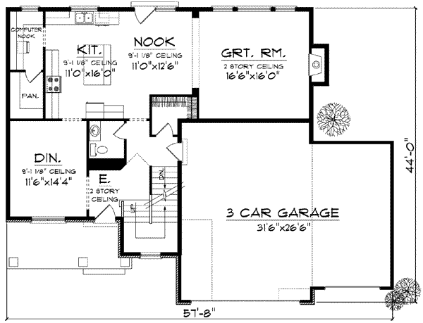 House Blueprint - Traditional Floor Plan - Main Floor Plan #70-843