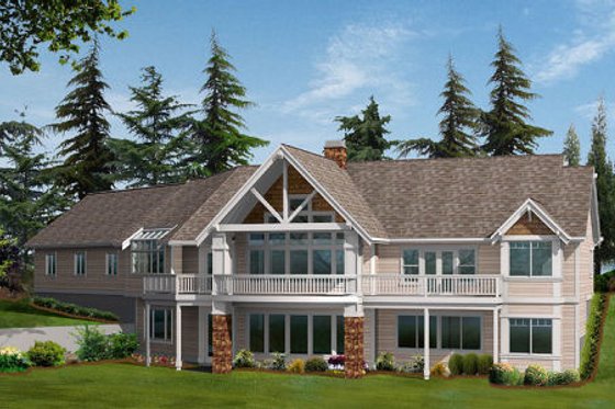 Exterior - Rear Elevation for Craftsman House Plan #132-104 - 2 bed, 2.5 bath