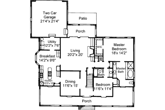 Floor Plan - Main Floor for Country House Plan #37-120 - 4 bed, 3 bath