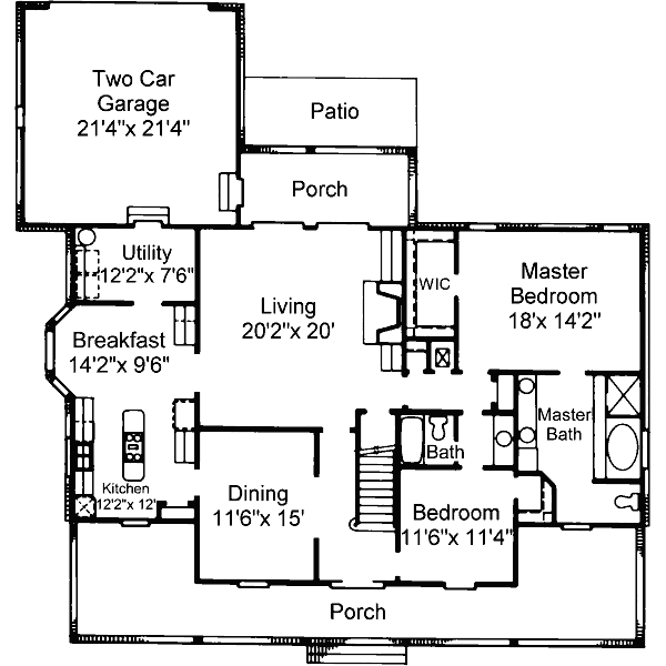 Architectural House Design - Country Floor Plan - Main Floor Plan #37-120