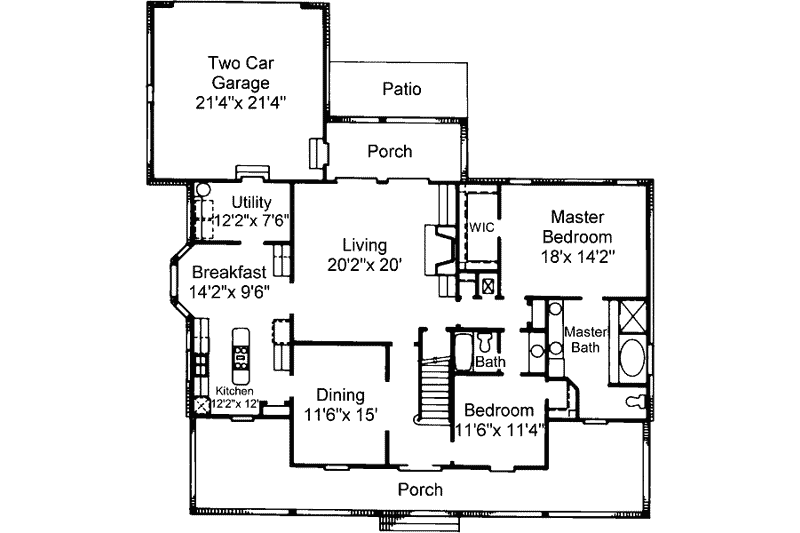 House Blueprint - Floor Plan - Main Floor for Country House Plan #37-120 - 4 bed, 3 bath