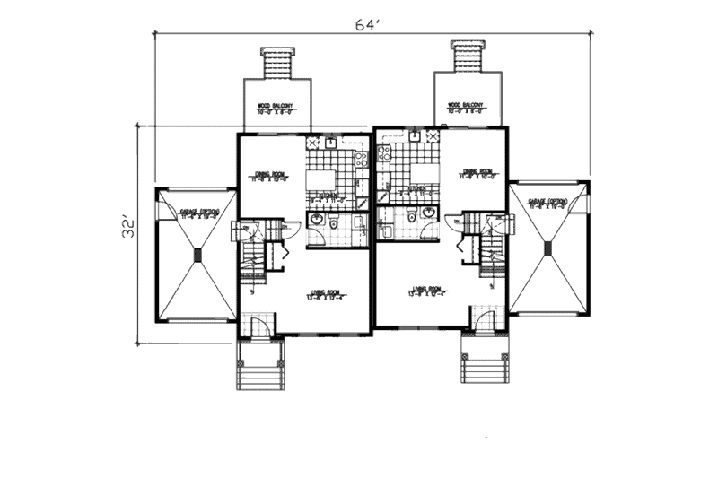 House Design - Floor Plan - Main Floor for Traditional House Plan #138-239 - 2 bed, 1.5 bath