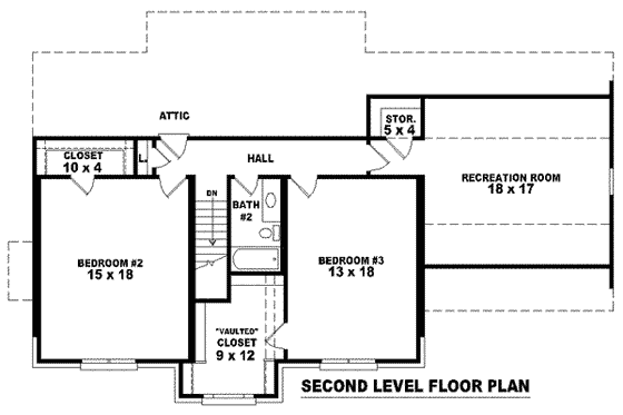 Floor Plan - Upper Floor for European House Plan #81-1405 - 3 bed, 2.5 bath