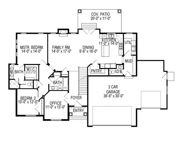 House Blueprint - Ranch Floor Plan - Main Floor Plan #920-83