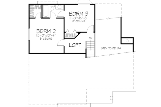 Floor Plan - Upper Floor for Ranch House Plan #320-354 - 3 bed, 2.5 bath
