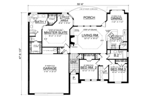 Floor Plan - Main Floor for Traditional House Plan #40-242 - 3 bed, 2 bath