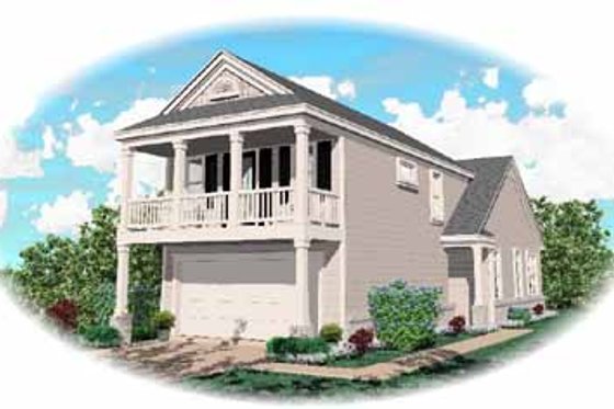 Exterior - Front Elevation for Southern House Plan #81-111 - 2 bed, 2.5 bath