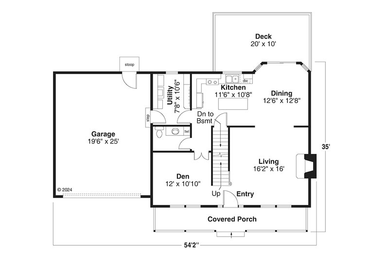Home Plan - Floor Plan - Main Floor for Country House Plan #124-1377 - 3 bed, 2.5 bath