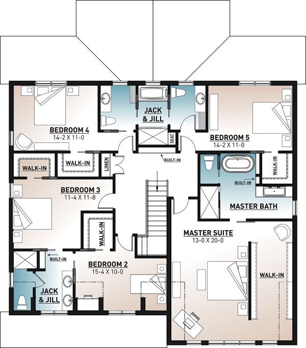 House Blueprint - Farmhouse Floor Plan - Upper Floor Plan #23-2686