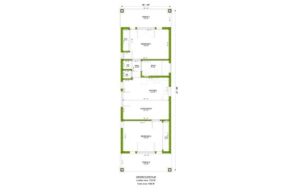 Floor Plan - Main Floor for Craftsman House Plan #1106-121 - 2 bed, 1 bath