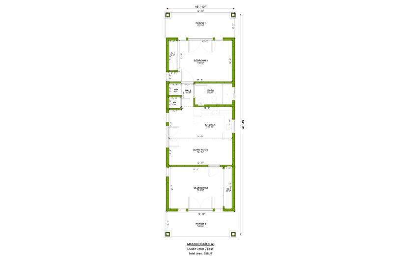 Home Plan - Floor Plan - Main Floor for Craftsman House Plan #1106-121 - 2 bed, 1 bath