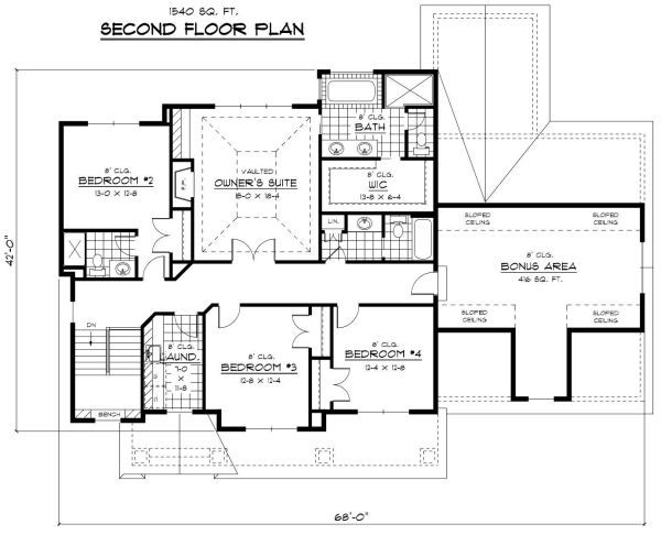 Traditional Floor Plan - Upper Floor Plan #51-318