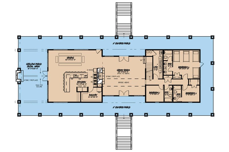 Dream House Plan - Floor Plan - Main Floor for Country House Plan #923-47 - 11 bed, 10.5 bath