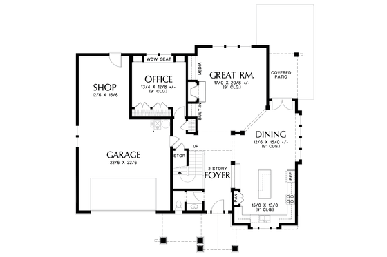 Floor Plan - Main Floor for Craftsman House Plan #48-696 - 3 bed, 2.5 bath