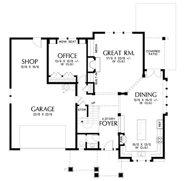 Architectural House Design - Craftsman Floor Plan - Main Floor Plan #48-696