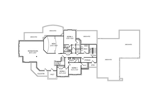 Floor Plan - Lower Floor for European House Plan #920-113 - 3 bed, 3.5 bath