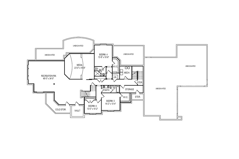 Architectural House Design - Floor Plan - Lower Floor for European House Plan #920-113 - 3 bed, 3.5 bath