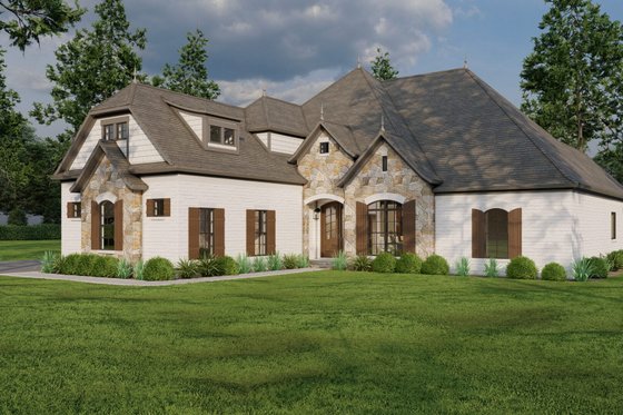 Exterior - Front Elevation 3 for European House Plan #17-3387 - 4 bed, 3 bath
