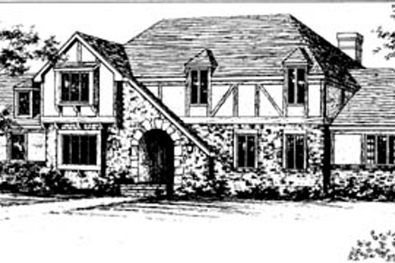 Exterior - Front Elevation for European House Plan #10-260 - 4 bed, 3.5 bath