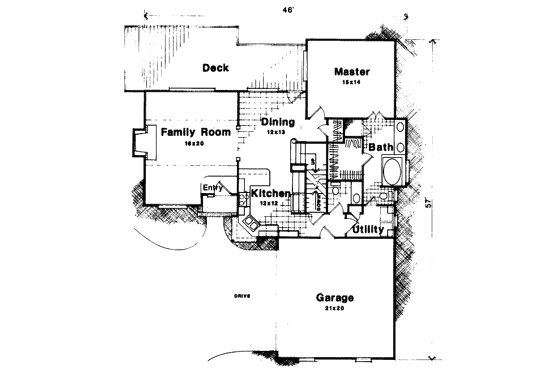 Floor Plan - Main Floor for European House Plan #41-140 - 3 bed, 2.5 bath