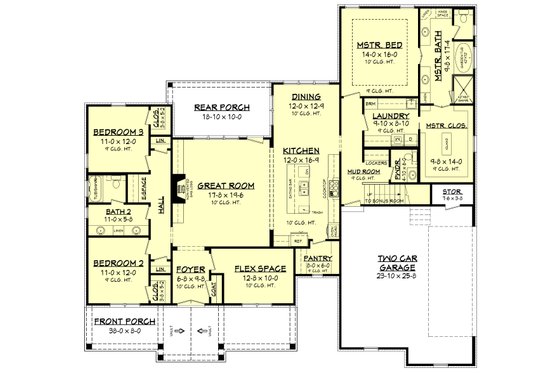Floor Plan - Main Floor for Country House Plan #430-176 - 3 bed, 2.5 bath