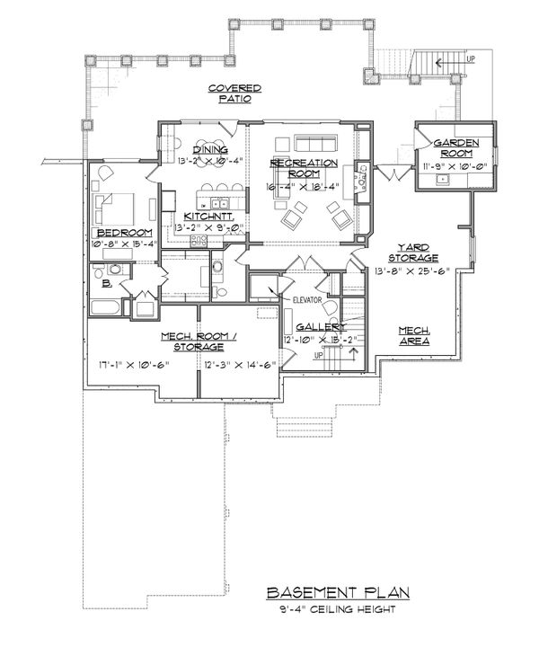 House Blueprint - European Floor Plan - Lower Floor Plan #1054-51