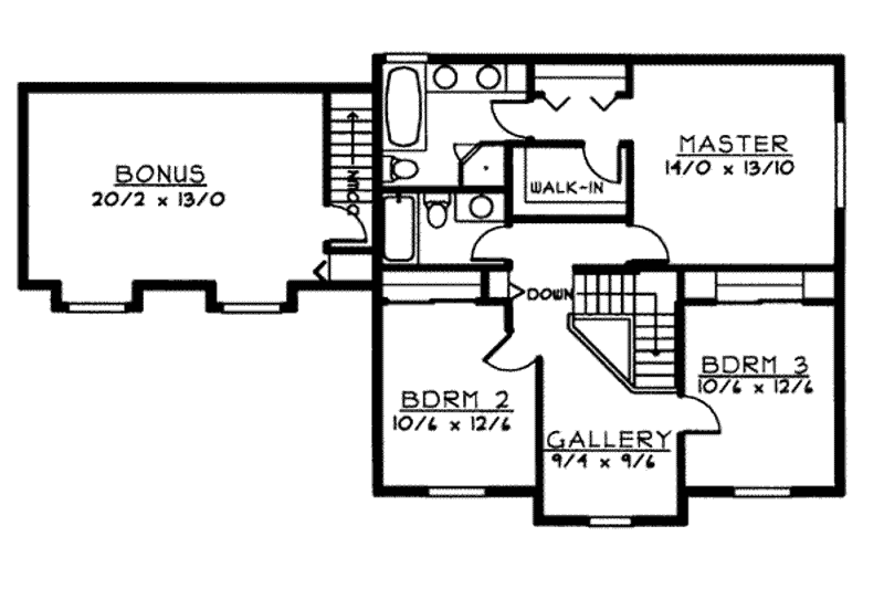 Home Plan - Floor Plan - Upper Floor for Traditional House Plan #100-227 - 3 bed, 2.5 bath