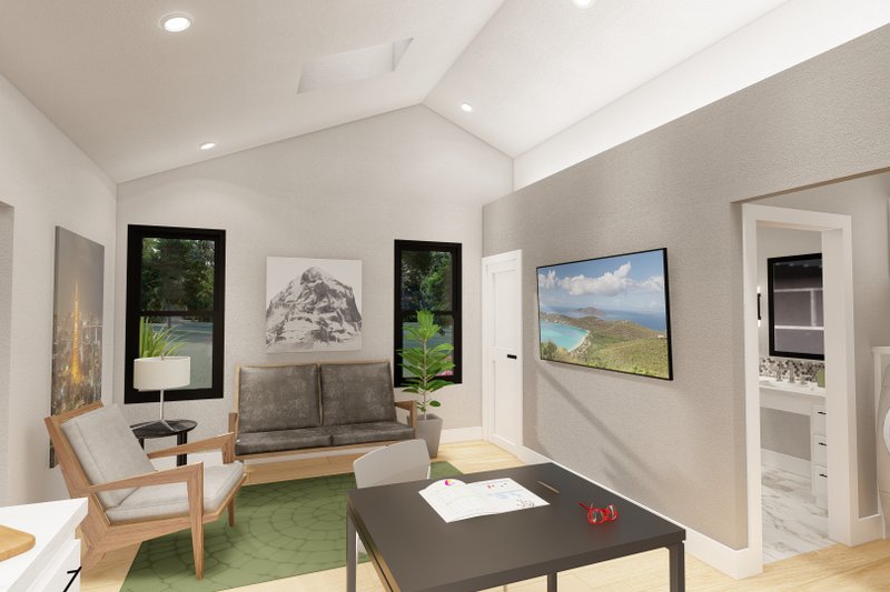 House Plan Design - Interior - Family Room for Farmhouse House Plan #1122-4 - 1 bed, 1 bath