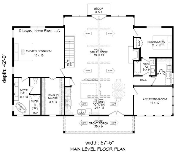 House Blueprint - Country Floor Plan - Main Floor Plan #932-851