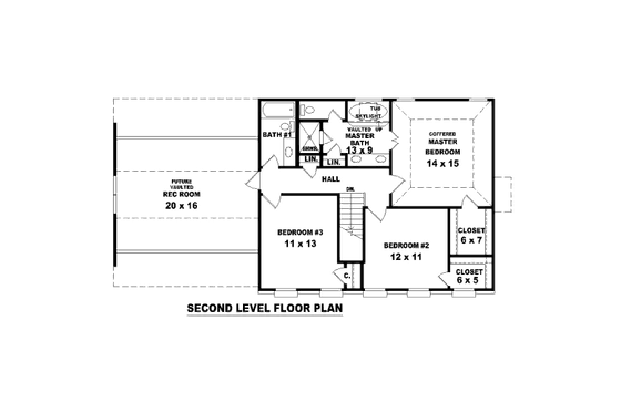 Floor Plan - Upper Floor for Colonial House Plan #81-13849 - 3 bed, 2.5 bath