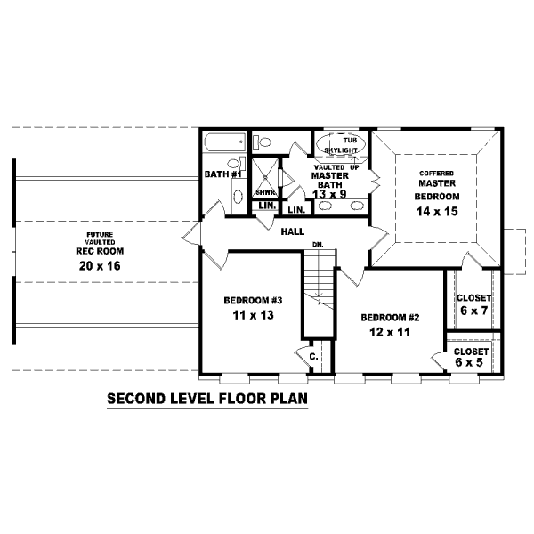 Colonial Floor Plan - Upper Floor Plan #81-13849