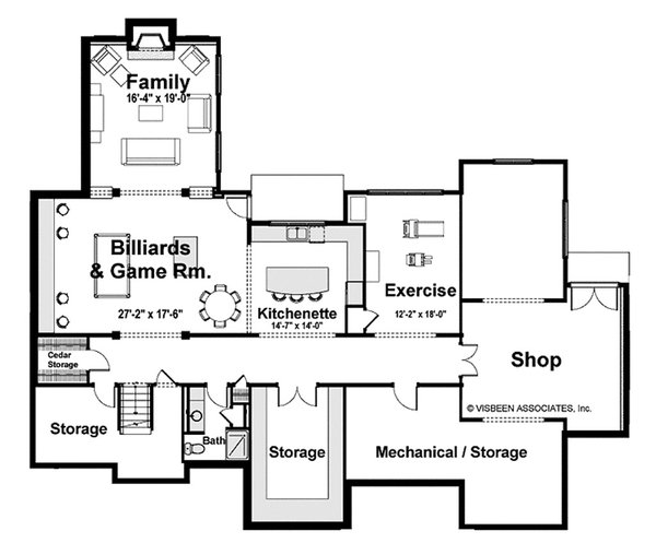 Dream House Plan - Floor Plan - Lower Floor for Farmhouse House Plan #928-422 - 5 bed, 5.5 bath
