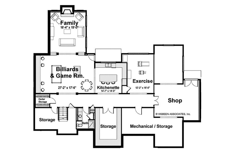 Dream House Plan - Floor Plan - Lower Floor for Farmhouse House Plan #928-422 - 5 bed, 5.5 bath