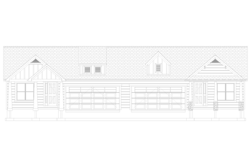 House Blueprint - Exterior - Front Elevation 3 for Ranch House Plan #1060-337 - 2 bed, 4 bath