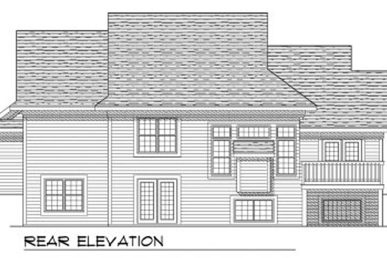 Exterior - Rear Elevation for Traditional House Plan #70-775 - 4 bed, 3.5 bath