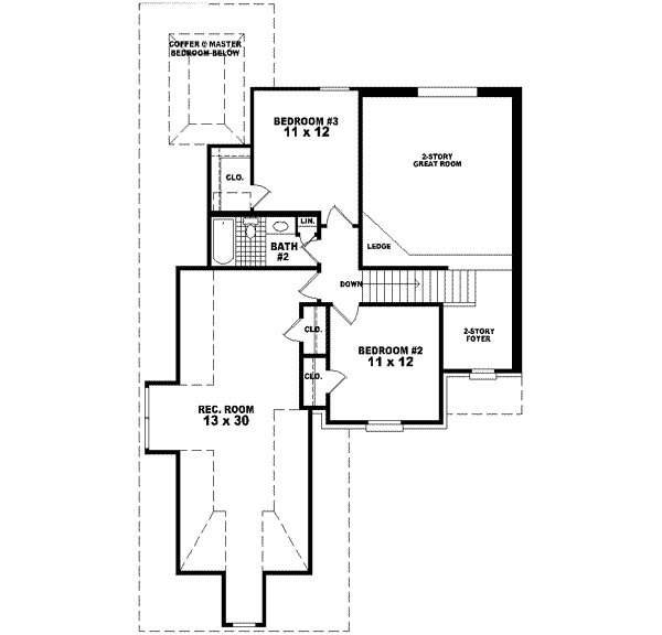 Floor Plan - Upper Floor for European House Plan #81-481 - 3 bed, 2.5 bath