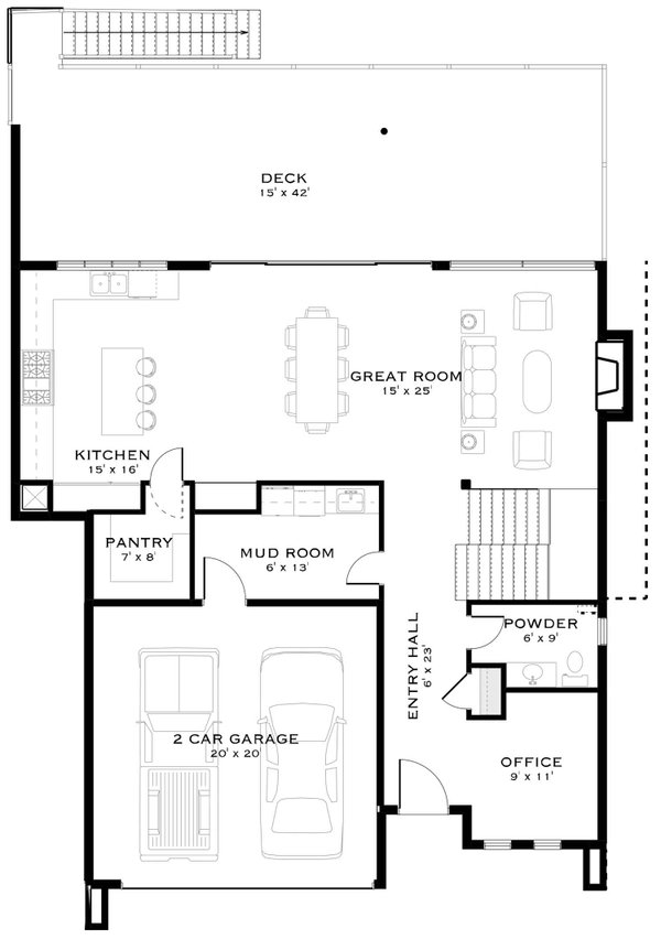Architectural House Design - Floor Plan - Main Floor for Contemporary House Plan #1101-70 - 3 bed, 3.5 bath