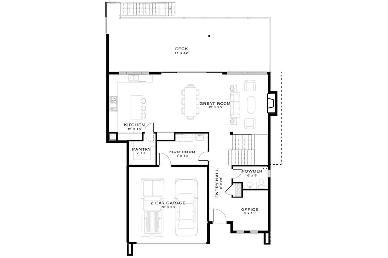 Architectural House Design - Floor Plan - Main Floor for Contemporary House Plan #1101-70 - 3 bed, 3.5 bath