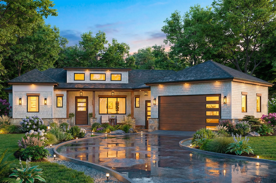 Exterior - Front Elevation 3 for Contemporary House Plan #54-688 - 3 bed, 2 bath
