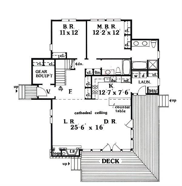 Dream House Plan - Cabin Floor Plan - Main Floor Plan #456-10