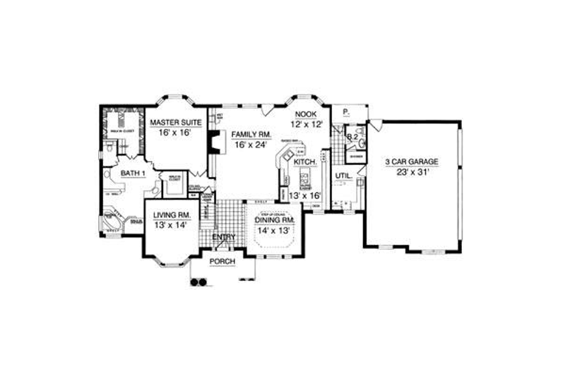 Home Plan - Floor Plan - Main Floor for European House Plan #40-230 - 4 bed, 4 bath