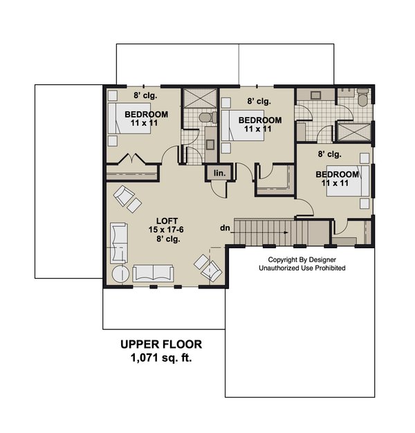 Bungalow Floor Plan - Upper Floor Plan #51-1378